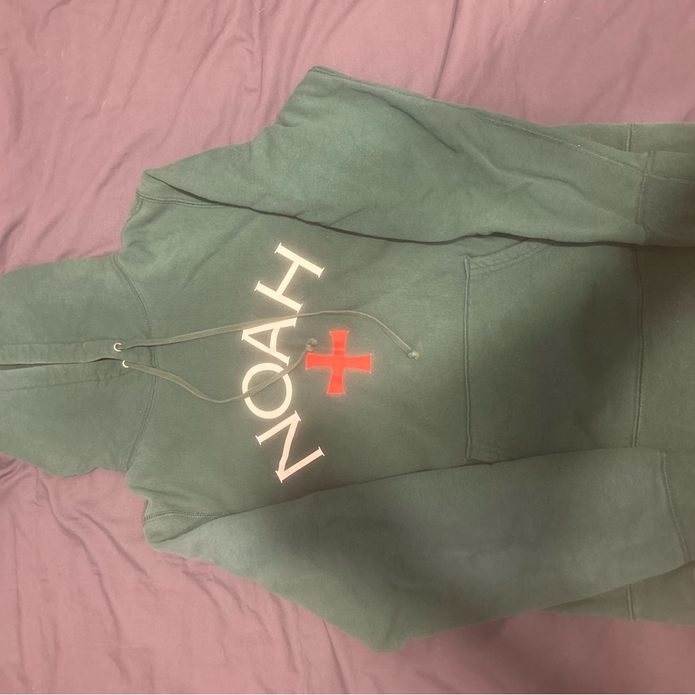 Noah NYC Green Hoodie with Red Logo